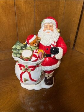 Holiday Ceramic Santa Cookie Jar with Gift Sack - Red